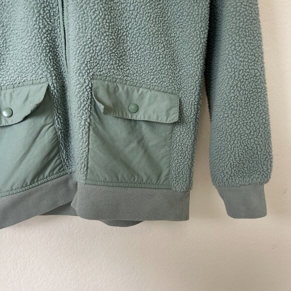 Madewell Jacket Womens XS Frosted Willow Green Resourced Fleece Hooded Full Zip - Picture 6 of 9